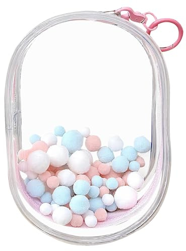 Docka bärväska klar – robust bärväska kompakt dockvisningsväska | liten dockväska, bärväska, bärbar, figurer och dockors bärväska, genomskinlig figur visningsväska, Rosa, Refer to description