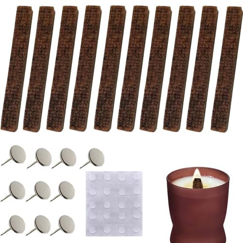 10 Stück Dauerdocht für Wachsfresser, Kerzendochte Für Kerzen Kerze Dochte Kerne Für Kerzenreste Lieferung mit 10 Nägeln und 1 Blatt Dosierkleber (20 Körner) Kerzendocht für Den Außeneinsatz