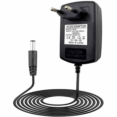 TECHZOCO Alimentador 30V 2A, Adaptador de Corriente, Fuente de alimentación 2A, Alimentador de Pared 30V 2A, Cargador 30 voltios, Adaptador Alimentación, Conector DC 5.5 x 2.1 mm, Negro