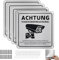 Cartello Area Videosorvegliata in Lega di Alluminio, 4 Pezzi 15x15cm Cartello Proprietà Privata Autoadesivo con Avviso GDPR, con 20 Fascette e 20 Viti, per Casa e Negozio, Interno ed Esterno