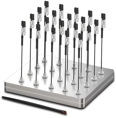 Ruimooto 20 morsetti a coccodrillo 1 spazzola e 1 scatola per ferro da stiro - Ideale per ausili per la saldatura, accessori per il modellismo e supporti per circuiti stampati (Grande)