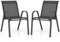 COSTWAY 2er Set Gartenstühle stapelbar, Stapelstühle aus Textilene und Metallgestell, Terrassenstühle mit Armlehnen, Balkonstühle bis 150 kg belastbar, 56 x 70 x 84 cm, Schwarz