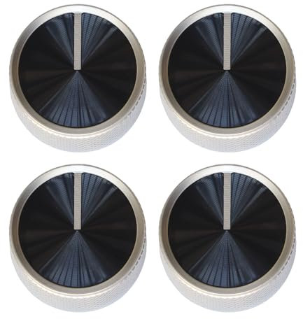 FUYIOCN Universal Gas Hob & Oven Knobs, 4-Pack 6mm Round Aluminium Alloy Replacement Control Knobs for Cookers