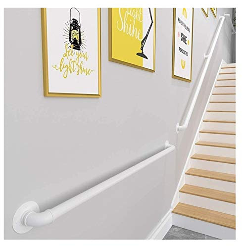 XUCAJING Corrimano per Scale Bianco | Kit Corrimano per Scale | Corrimano per Scale da 1, 2, 3, 4, 5, 6 Metri,Hiera per Scale | Corrimano per Scale Interne, Gradini Esterni, Montaggio a Parete/250Cm