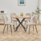 GrandCA HOME Esstisch und Stuhlset, 100 cm Runder Esstisch und 4 Moderne Leinenstühle, für Esszimmer, Küche, Wohnzimmer (Helle + Khaki)