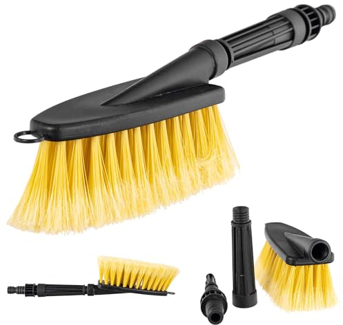 KADAX Autowaschbürste mit Wasseranschluss, Waschbürste für Auto, Felgenbürste für Autopflege, Reinigungsbürste mit Schonborsten für Wohnmobil (35 cm)