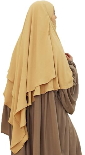 Safwa Khimar Jazz 2 Schleier, Hijab, lang, bescheiden und elegant, Premium-Stoff, knitterfrei, fließend und blickdicht, mit Kinnschutz, Komfort und maximale Abdeckung, hergestellt in Ägypten