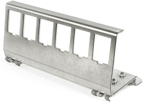HB-DIGITAL Hutschienenadapter für RJ45 Keystone Modul 6-Port Metallhalterung Edelstahl 1.5 mm zur Montage auf 35 mm DIN-Hutschiene geeignet für 14x16 mm Keystone Module
