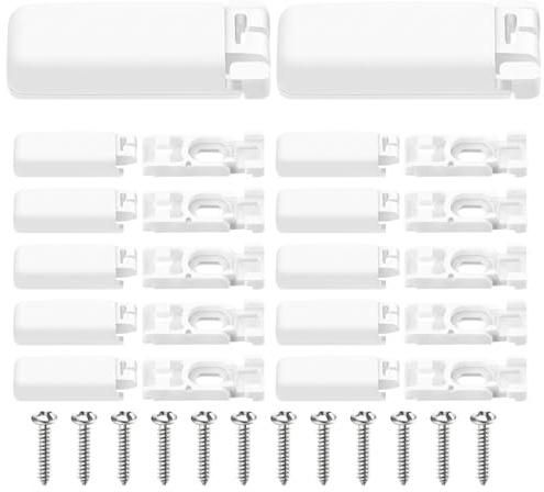 12 Stück Plissee Spannschuhe Universal Klemmträger für verspannte Plissees ohne Bohren Komplettset für Stick & Fix Klebeplatten (11x29mm, Weiß)