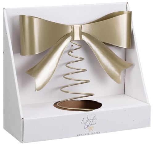 U.saf Nordic Glow Bow Tree Topper Gold White Metal Christmas Decoration Standout Festive Tree Topper Nordic Glow Trend Elegant