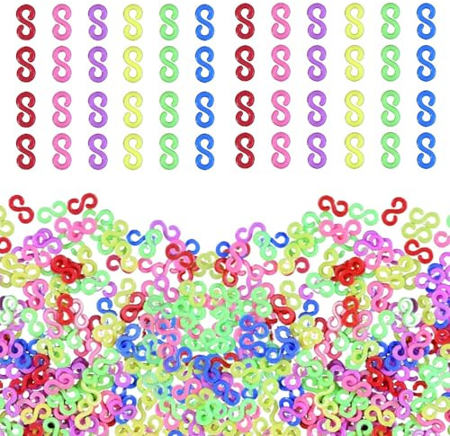 300Pcs Loom Bands S Clips,Colourful Plastic Band Clips Connectors Refills Bracelet Kit Hooks,for Craft Making DIY Bracelet Connector Weaving Necklace Jewelry Accessories