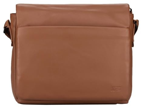 Jost Leder Schultertasche Umhängetasche mit Laptopfach Tromsoe Shoulder Bag Cognac hellbraun