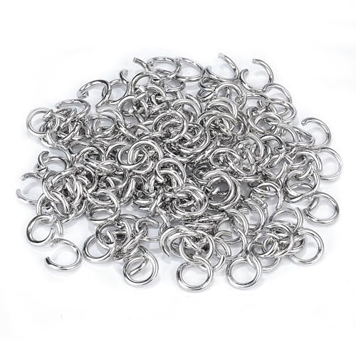 500Pcs 9mm Stainless Steel Open Jump Rings 1.5mm Thick Jumprings for DIY | Metal O Rings Single Loop Connectors for Jewelry Necklaces Bracelet Earrings Keychains Chainmail DIY Making