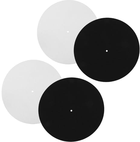 Filz Plattentellermatte für Schallplatten 4 Stück-pack, Schwarz Weiß | Antistatisch, Schützt vor Abrieb und Reibung, für Heimgebrauch und Professionelle Dj Anwendungen