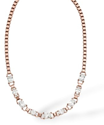 Purelei Glam Kette – Glitzernde Halskette mit großem Zirkonia (8 x 6 mm) – Edelstahl (Gold 14K vergoldet/Silber/Roségold 18K) – 40–45 cm funkelnder Eyecatcher für Damen
