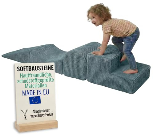 Pillows24 Schaumstoff Bausteine Kinder aus Cord, 4-TLG. Softbausteine Set