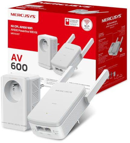 Mercusys Prise CPL WiFi AV600 WiFi 300 Mbps, Kit de 2 MP315 | Compatible toutes box, Plug & Play, Profitez d'un WiFi stable grâce au réseau électrique, Idéal pour le Streaming 4K
