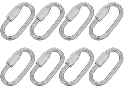 COLLBATH 8 Stück Edelstahl Kettenglied Karabiner mit M6 Verschraubung Ovaler Schnellverbinder für Hängematten und Camping Tragkraft 150 Kg Einfache Einhandbedienung für Kettenreparaturen