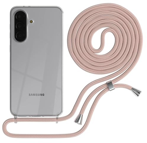 EAZY CASE Handykette kompatibel mit Galaxy A37 Handyhülle mit Umhängeband, Handykordel mit Schutzhülle, Silikonhülle, Hülle mit Band, Stylische Kette für Smartphones, Rosé-Gold
