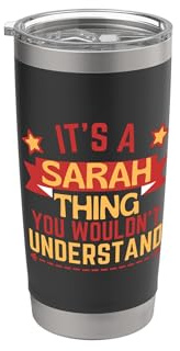 Sarah Name Lustiges Geschenk für Sarah Doppelwandiger Edelstahl-Thermobecher