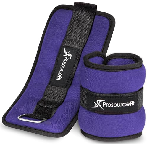 ProsourceFit Ankle/Wrist and Arm/Leg Weights Set of 2, Adjustable Strap 1 lb-5 lb, Adjustable Weight 15 lb, 10 lb, 7 lb for Men and Women, Violett