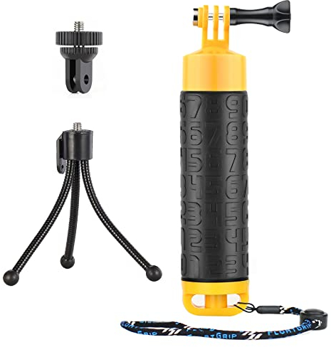 SOONSUN Waterproof Floating Hand Grip for GoPro Hero 13 12 11 10 9 8 7 6 5 4 3+ 2, Session, Fusion, Max, SJCAM, AKASO, DJI Osmo Action, Handler & Handle Mount Accessories for Action Camera Water Sport
