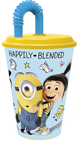 Minions 0411, Vaso con Caña reutilizable Gru 3, Despicable Me3, 430 ml