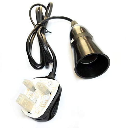 B22-Bajonett-Lampenfassung mit Schnurschalter, Phenolic BS UK-Netzkabel mit 3-poligem Stecker und 1,5 m Kabel (schwarz, B22-Fassung)