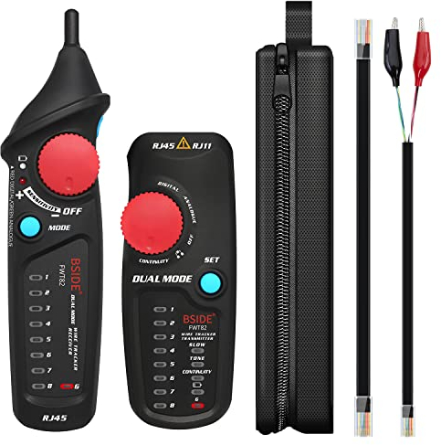BSIDE FWT82 - Traceur de câble réseau double mode RJ45 RJ11 - Testeur de câble - Toner pour le suivi des fils, le collage de câbles réseau, le contrôle de continuité