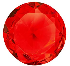 Yeti-Gold Farbiger 12 cm extragroßer Glasdiamant | glamouröse Deko | Deko-Diamant | Diamantkristall | Dekostein | Tischdeko | Diamant | Kristall | Hochzeitsdeko | Briefbeschwerer | Brillanten (rot)