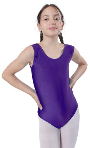Carnavalife Maglia Ballet Danza Bambine Senza Maniche, Girocollo per Gimnasia Baile Festa, Viola, 10-12 Anni