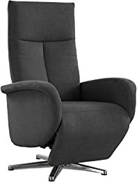 CAVADORE TV-Sessel Juba / Pflegeleichter Fernsehsessel mit manuell verstellbarer Relaxfunktion / 75 x 112 x 82 / Soft Clean Bezug, Dunkelgrau