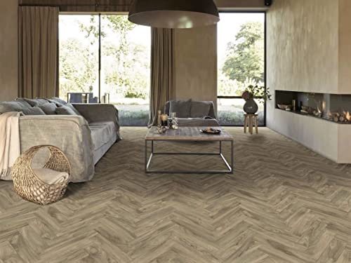 PVC Bodenbelag Vinylboden in Fischgrät Muster, Zuschnitt (4m breit, 2m lang)