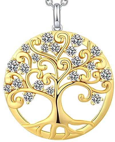 Collier Arbre De Vie Collier Arbre De Vie Femme Collier Miaofu Arbre De Vie, Pendentif Arbre De Vie Délicat Pour Dames Femmes Collier Arbre De Vie, Collier Arbre De Vie Vert Plaqué Or Blanc