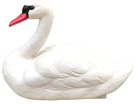 ALMAK Schwarze Schwan-Figuren, handgefertigt, schwimmender weißer Schwan, künstliche Gänse-Teich-Statue, Dekoration für Pool, Teich, Garten, Terrasse als Symbol für Glück und Harmonie