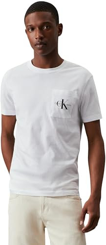 Calvin Klein Jeans Men's CORE MONOLOGO POCKET SLIM TEE, Bright White, L