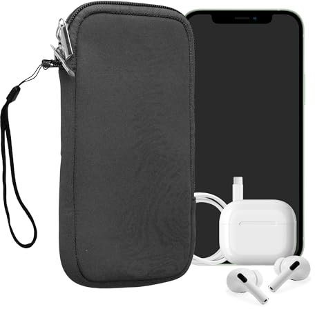 kwmobile Handytasche für Smartphones XXL - 7 - Neopren Handy Hülle Grau - Handy Tasche 17,7 x 8,5 cm Innenmaße