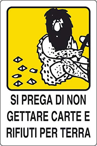 Social Crazy - Cartello Segnaletico in Alluminio Argento 20x31 cm - Utilitario, Montaggio a Parete - Adesivo Extra Resistente, Pannello in Forex - 'Si Prega di Non Gettare Carte e Rifiuti Per Terra'