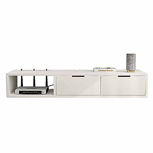 Wandmontierter TV-Schrank, Matte Entertainment Schwebende Wohnwand mit 2 Schubladen, Wohnzimmer, Büro, Schlafzimmer, Multimedia-Aufbewahrungsregal/A / 100 cm