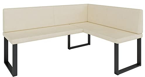 Eckbank Akiko Metal - Eckbankgruppe für Ihrem Esszimmer, Küche modern, Sitzecke, Essecke. Perfekt für Küche, Büro und Rezeption. Solide und Starke Verarbeitung. (Soft 18, 168x128cm rechts)