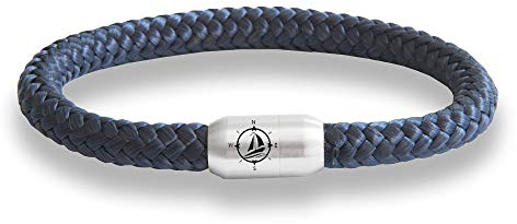 Paris Montana Das Original Yacht Club Kompass Gravur Segeltau Unisex Armband Unisex Geflochten Handmade Hochwertiger Magnetverschluss Durchmesser 8mm (Marine-Blau, 19.00)