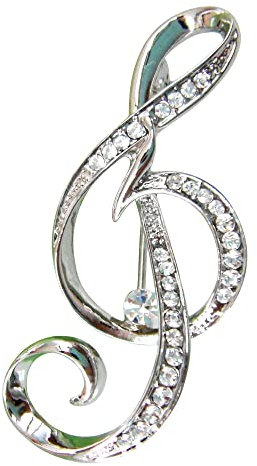 Navachi Broche en forme de notes de musique en cristal plaqué or 18 carats, Zinc Cristal Zinc
