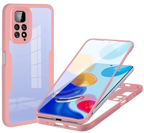 betterfon 360 Grad Hülle Kompatibel mit Xiaomi Redmi Note 11 | Handyhülle mit eingebautem Displayschutz für Redmi Note 11 | Rosa