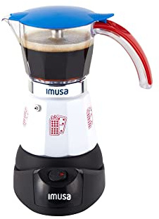 Imusa Special Edition Electric Cuba/Domino themed Espresso Maker, 3 or 6 Cups, White, Red, Blue