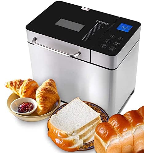 Brotbackautomat 710W Backmeister, 19 Programme, Edelstahl Bread Maker Vollautomatische mit 15 Stunden Timing-Funktion, Sichtfenster