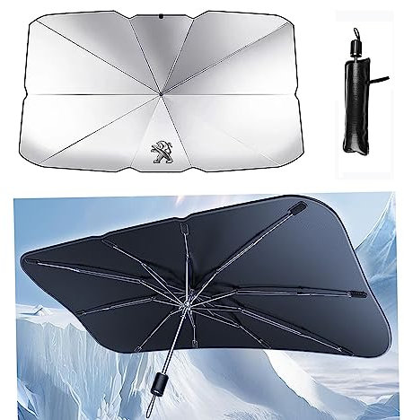 ZELLYA Coche Lunas Delanteras Parasol, para Peugeot 5008 2013-2017 MPV/Peugeot 5008 2016-2020 SUV/Peugeot 5008 2020+ SUV Impermeable Resistente Los Rayos Parabrisas Parasol Portátil Parabrisas.