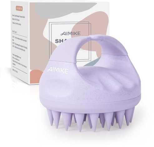 AIMIKE Kopfhaut Massagebürste, Shampoo Bürste mit Weichem Silikon, Kopfmassage Bürste für Peeling und Stimulieren das Haarwachstum, Reduziert Schuppen, Scalp Massager für Nass & Trocken Haar, Flieder