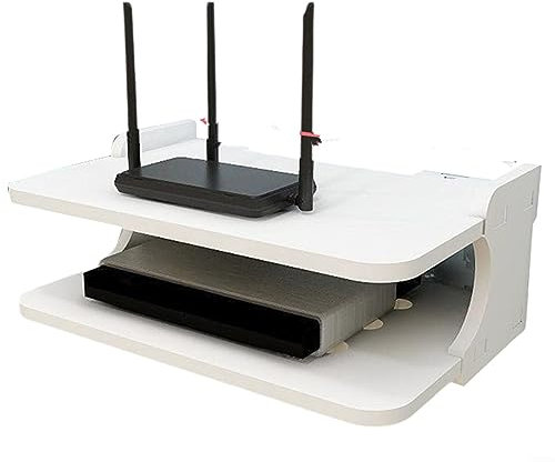 URPIZY Router WiFi montado en la pared, estante flotante, mueble de TV, consola multimedia, decodificador de DVD y estante de almacenamiento para PS4, caja de almacenamiento colgante para dormitorio,