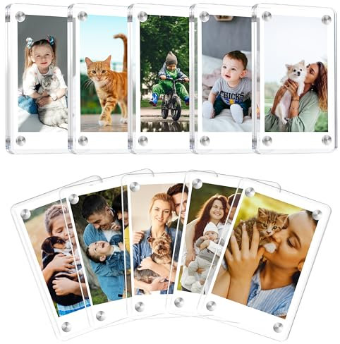 Winter Shore Cadre Photo Magnetique Frigo en Acrylique (Lot de 10) - Magnet Personnalisable Double Face 6 x 9 cm - Cadre Magnetique Compatible avec Les Photos Polaroïd & Fujifilm Instax Mini