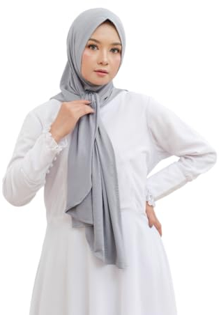 RikaJasmine Instant Hijab Khimar I Ready To Wear Schal mit 5 in 1 Stil I Muslimische Accessoires für Frauen, silber, Medium